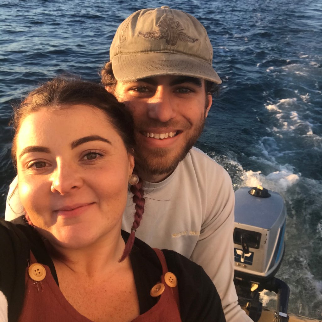 Telese and Lindsay on their sailing boat.